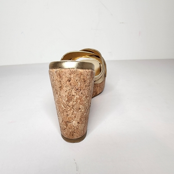 Jimmy Choo Maribou 110 Slip on Platform Wedge Slide Sandals In Gold Size 36.5 - Picture 3 of 7